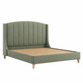 Lit double en tissu vert 160x200 cm avec sommier à lattes, style contemporain, de la marque Xernavik.