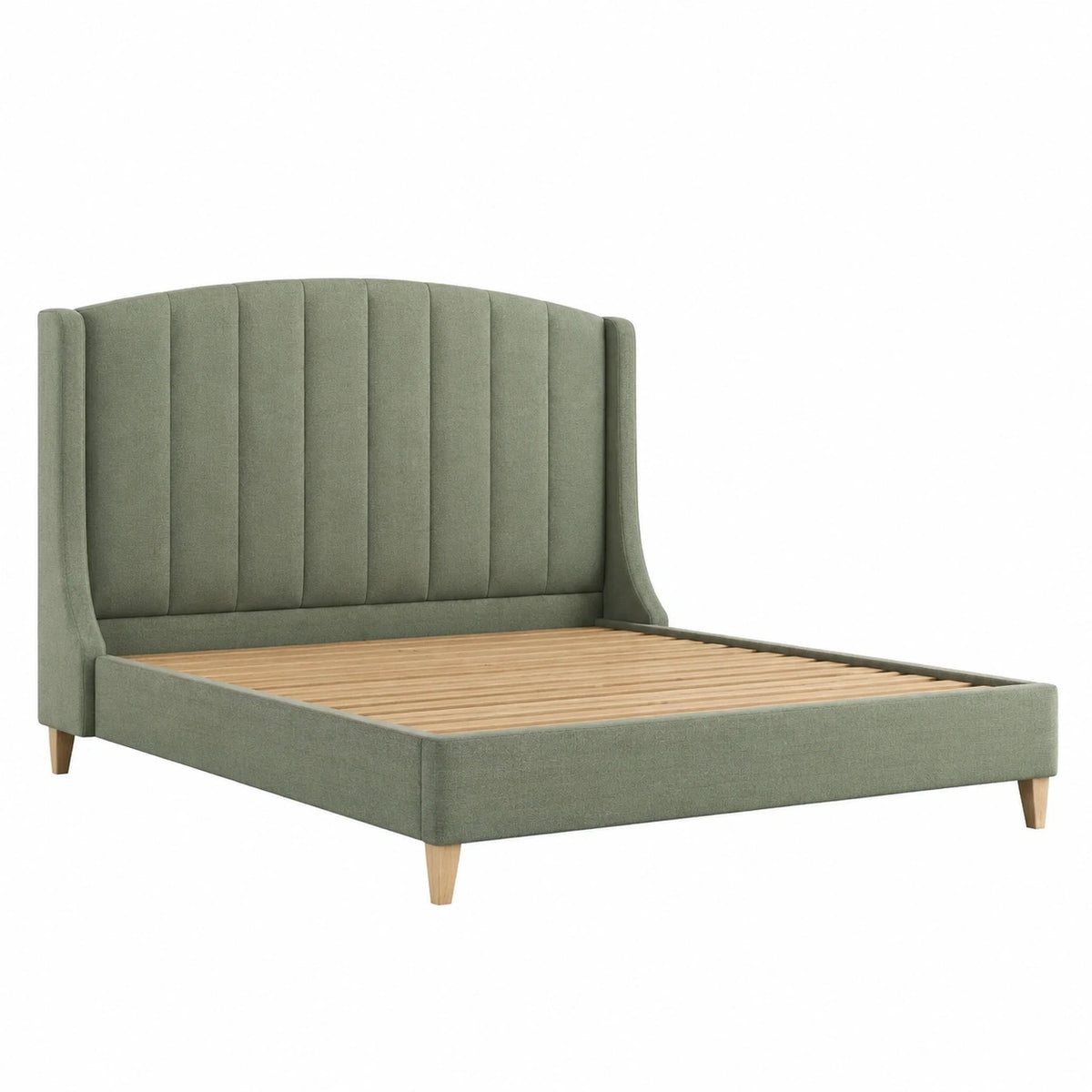 Lit double en tissu vert 160x200 cm avec sommier à lattes, style contemporain, de la marque Xernavik.