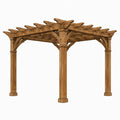 Pergola de jardin en bois marron de style rustique, dimensions 400 x 300 x 250 cm, avec structure solide et design naturel.