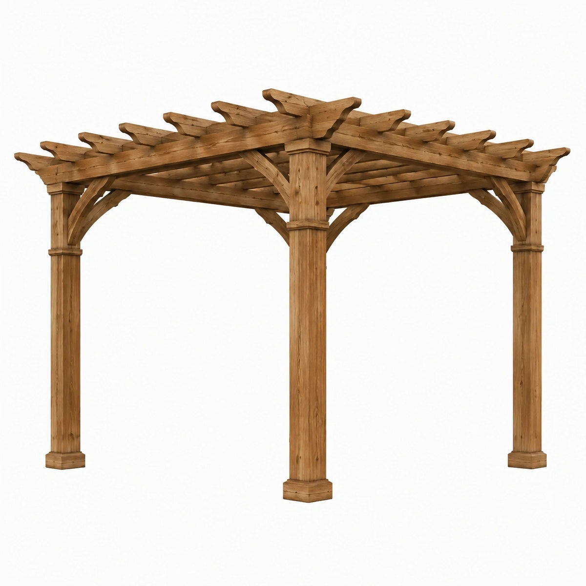 Pergola de jardin en bois marron de style rustique, dimensions 400 x 300 x 250 cm, avec structure solide et design naturel.