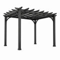 Pergola de jardin en aluminium noir Xernavik, 400 x 300 x 240 cm, avec lames fixes pour ombrage extérieur.