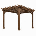 Pergola de jardin en bois brun de 300x300x240 cm avec toit ajouré, structure solide et design élégant.