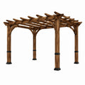 Pergola de jardin en bois brun de 300x300x240 cm avec toit ajouré, structure élégante pour espace extérieur Xernavik