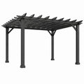 Pergola en acier noir de 400 x 300 x 230 cm avec toit ajouré pour jardin, modèle Xernavik, installation extérieure élégante.